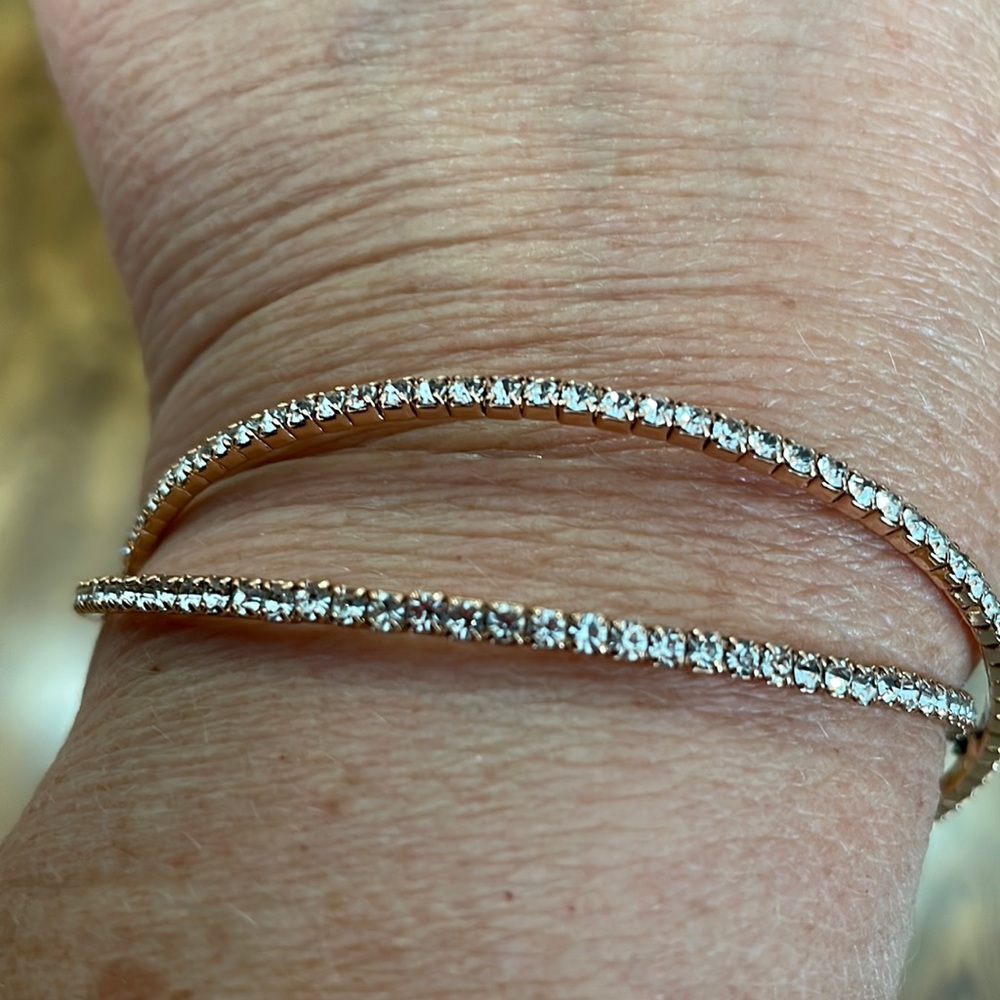 Gold colored and rhinestone bracelet